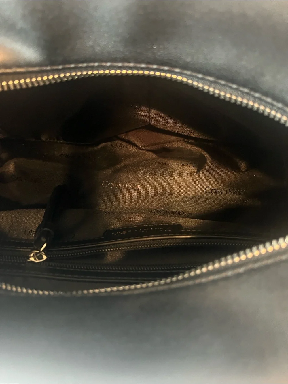 Calvin Klein Black Pebbled Faux Leather Satchel Crossbody Bag Silver Hardware